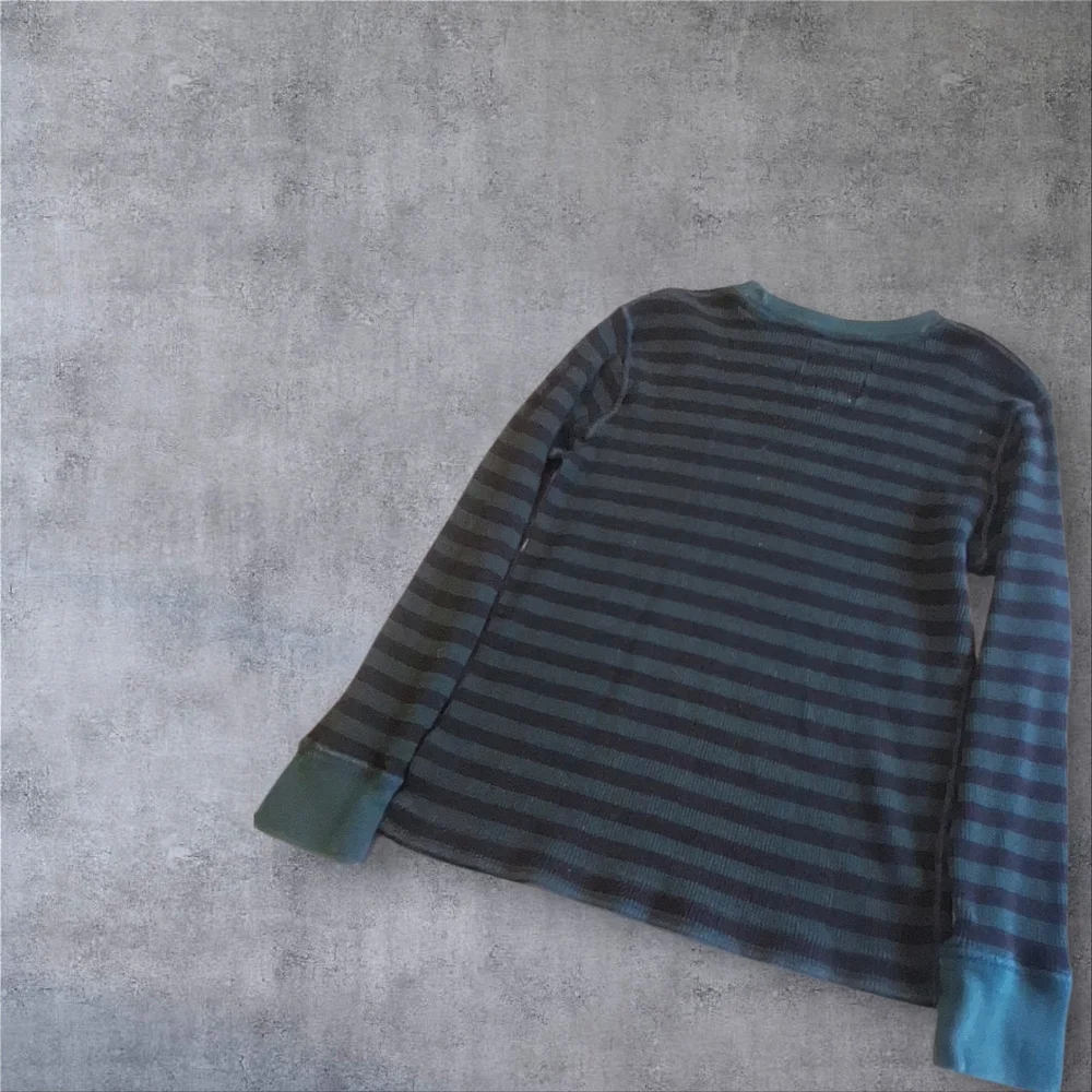 ATHLETIC Boy's Striped Crewneck Sweater in Blue and Gray